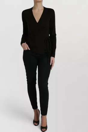 Dolce & Gabbana virgin wool v-neck long-sleeve wrap cardigan