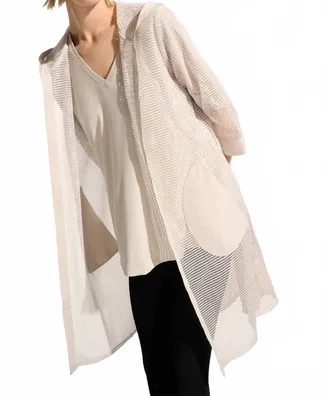 Joseph Ribkoff Memory And Mesh Aline Cover Up With Hood In Moonstone