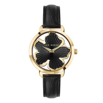 Ted Baker Analoog dameshorloge van Lilabel met leren band (Goud/Zwart)