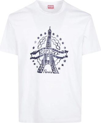 Kenzo Eiffel Tower Design Slim T-Shirt - Heren - T-shirts - Wit - XL - Katoen - Tops