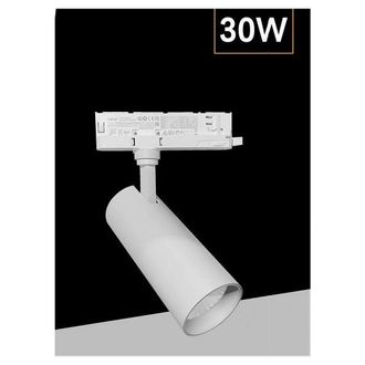 Trade Shop Trade Shop Traesio - Trade Shop - Faretto Led 30 W Binario Track Trifase Faro Luce 4000k Ip20 Nero Bianco Pt4-30w - Blanco