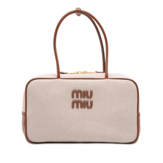 Miu Miu Pre-owned Miu Miu Large Canvas and Leather Logo Beau Handbag Ladies LV294V9SHL1K659O