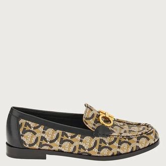 Ferragamo Gancini Ornament Monogram Loafers, Size 7 C