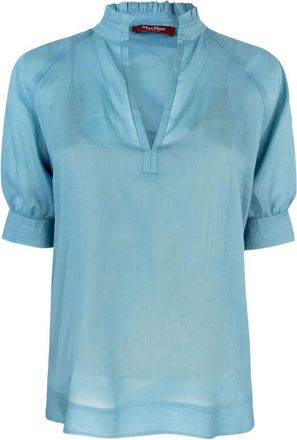Max Mara Top con maniche a palloncino - Blu