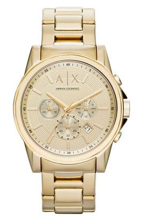 A|X Armani Exchange Chronograph Bracelet Watch, 45mm in Gold at Nordstrom Rack