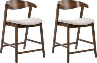 Beliani Conjunto De 2 Sillas De Bar Estilo Tradicional Con Asiento Tapizado Marr&oacute;n Oscuro Y Gris Pardo Lilly