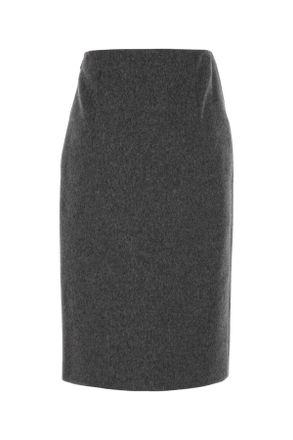 Prada Womens Dark Grey Wool Skirt Ardesia Gonne