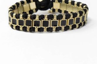 Ink+Alloy Womens Josie Enamel Small With Loop Latch Bracelet In Black