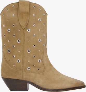 Isabel Marant Womens Duerto Suede Eyelet Boot In Taupe
