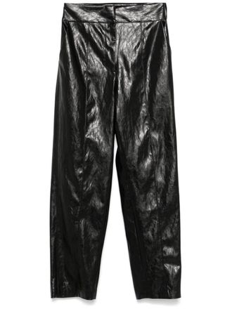 Federica Tosi tapered trousers - women - Polyurethane/Viscose/Polyester/Cotton/Metallic Fibre - 40 - Black
