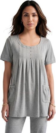 Roaman's Plus Size Two Pocket Soft Knit Swing Tunic in Medium Heather Grey at Nordstrom, Size Large