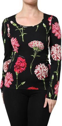Dolce & Gabbana Black Floral Long Sleeve Women Blouse Womens Top