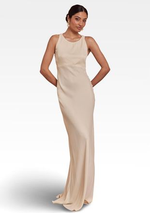 Maids to Measure Coco Satin Dress in Champagne Ivory at Nordstrom, Size 14
