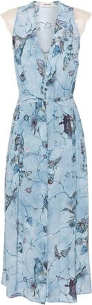 Zadig&Voltaire Rolanys silk midi dress - women - Silk/Polyamide/Mother of Pearl/Spandex/Elastane - L - Blue