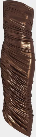 Norma Kamali Diana Metallic One-Shoulder Midi Dress