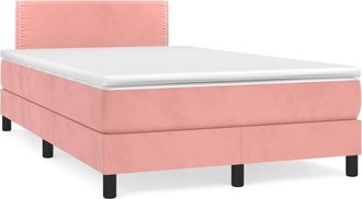 vidaXL Vidaxl - Cama Box Spring Con Colch&oacute;n Terciopelo Rosa 120x190 Cm