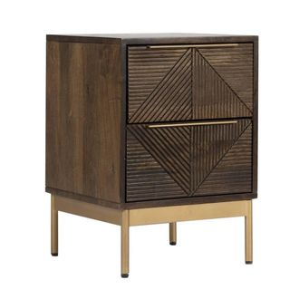 Jaipur Furniture Zaine Carving 2 Drawer Bedside Table - Mango Wood - L38 x W38 x H54 cm in Brown