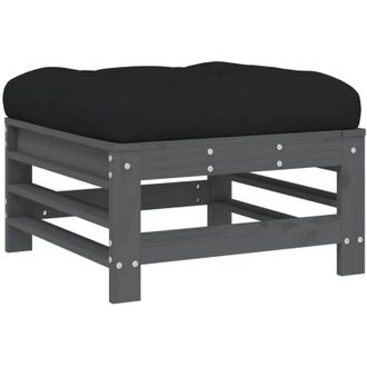 vidaXL Taburete De Jard&iacute;n Con Coj&iacute;n Madera Maciza De Pino Gris Vidaxl