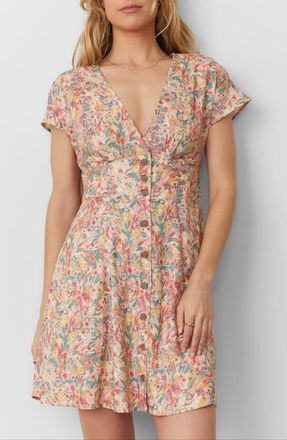 Marine Layer Camila Floral Button Front Minidress in Superbloom at Nordstrom, Size Medium