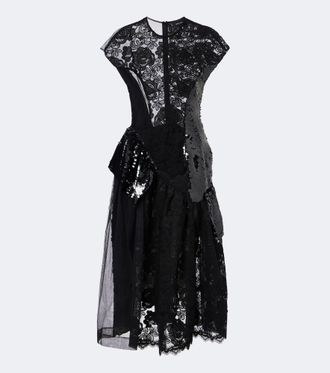 Simone Rocha Abito midi con pizzo e paillettes