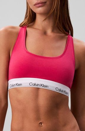 Calvin Klein Lightly Lined Racerback Bralette in Vibrant Pink at Nordstrom, Size X-Large