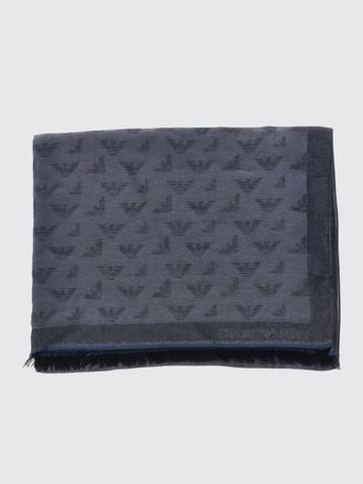 Emporio Armani Eagle Jacquard Logo Viscose Blend Scarf with Fringes