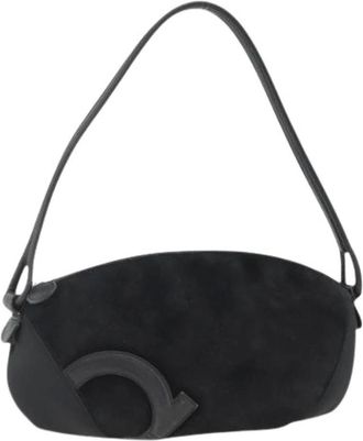 Ferragamo Pre-owned Shoulder Bags, female, Black, Size: ONE SIZE Pre-owned Suede Shoulder Bag