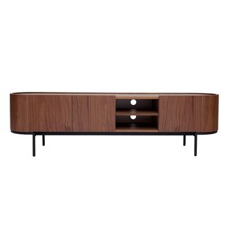 Miliboo Miliboo - Mueble Tv De Dise&ntilde;o En Nogal Oscuro Y Metal Negro Con Almacenaje 180 Cm Skye