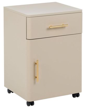 Beliani Mesita de noche 1 caj&oacute;n metal beige