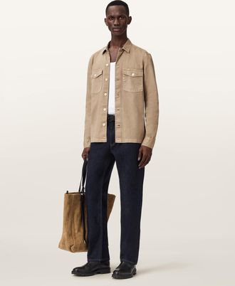 AllSaints Cotton Spotter Slim Fit Overshirt, Size: XXL