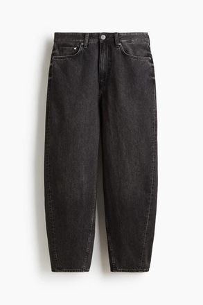 H&M Barrel Loose Jeans in Denim Black at Nordstrom, Size 29 X 30