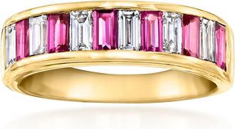 Ross-Simons Rhodolite Garnet and. Lab-Grown Diamond Ring in 18kt Gold Over Sterling