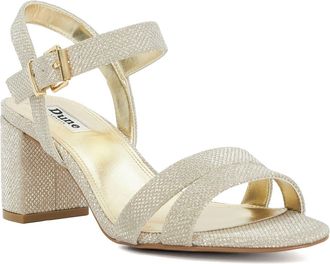 Dune London Womens Ladies Wf Merisa - Wide-Fit Block-Heel Sandals - Gold Fabric - Size UK 5