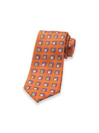 Paul Fredrick Patterned Woven Silk Tie in Orange Multi at Nordstrom