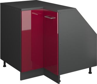 Vicco Armario Para Techo Inclinado Armario De Esquina Rion, Rojo De Alto Brillo, 75.6 X 81.6 Cm Con 1 Puerta, Carcasa Del Armario 60 Cm De Profundidad, Vicc