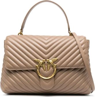 Pinko Pinko, Tassen, Dames, Beige, ONE Size, Leer, Chique Dames Schoudertas met Pofmouwen