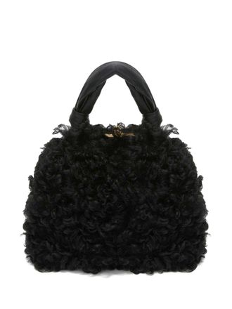Jil Sander small Goji Square shearling tote bag - women - Lamb Fur/Lambskin - OS - Black