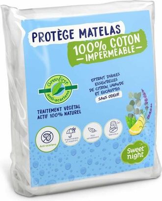 Sweet Night Sweet Night Protector De Colch&oacute;n Impermeable Anti&aacute;caros Vg Tal Tratamiento Greenfirst - 80 X 190/200 Cm - Blanco