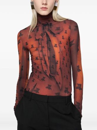 Acne Studios graphic-print turtleneck top - women - Elastane/Nylon - S - Red
