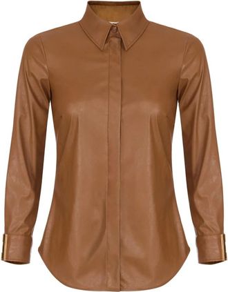 Elisabetta Franchi Camicia con logo gioiello - - Blouses & Shirts - Donna - Marrone - M