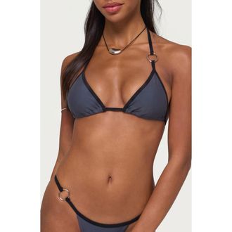 Edikted Kenni Contrast Binding Bikini Top in Gray at Nordstrom, Size X-Small