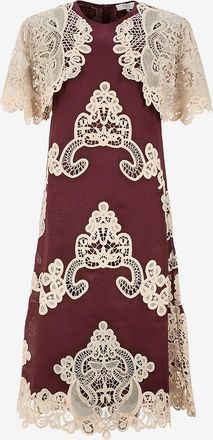 Sea New York Midi-Kleid aus Ramie und Spitze Medina