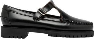 Sebago Handgemaakte leren mocassin loafers - Heren - Loafers - Zwart - 39 EU - Leer - Schoenen