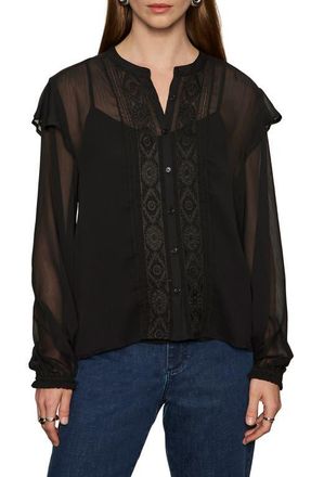 Sanctuary Nostalgia Ruffle Embroidered Top in Black at Nordstrom, Size X-Small