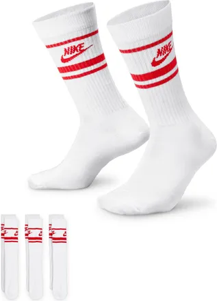 Nike Sportswear Dri-FIT Everyday Essential Crew Socks White Red DX5089-102