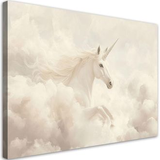Artgeist Artgeist - Stampa su tela per bambini, Unicorno in nuvole beige - 120x80