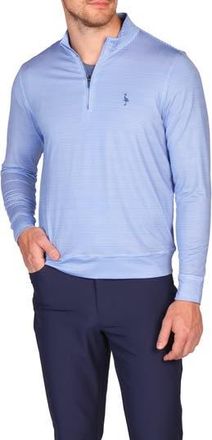 Tailorbyrd Stripe Print Long Sleeve Performance Quarter Zip Polo in Blue at Nordstrom Rack, Size Xx-Large