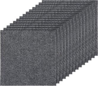 No Brand Paquete De 30 Baldosas De Moqueta Autoadhesivas, 30x30 Cm, Material Poli&eacute;ster, Gris Oscuro, Forro Suave, Moqueta Duradera, Baldosas Cuadradas Suaves