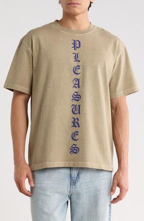 Pleasures Knight Overdye Graphic Logo T-Shirt in Tan at Nordstrom, Size Xx-Large