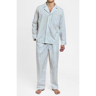Sleepy Jones Lowell Pajama Set in Blue & Cream Double Stripe at Nordstrom, Size Xx-Large